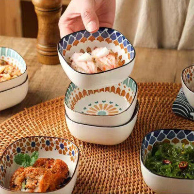 وعاء سيراميك على الطراز البوهيمي ، وعاء مربع صغير...