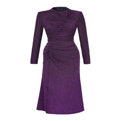 فستان سهرة طويل لامع للنساء ، طيات صلبة عتيقة ، رد...