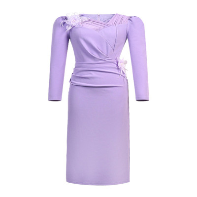 فستان سهرة نسائي أنيق بمزاج نحيف أرجواني مطوي ثلاث...