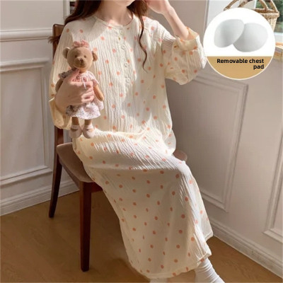 ملابس نوم صيفية طويلة للنساء، ثوب نوم بأكمام سبعة...