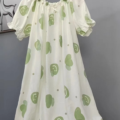 قميص نوم قطني سحابي لصيف 2025، لطيف وفضفاض، مقاس ك...