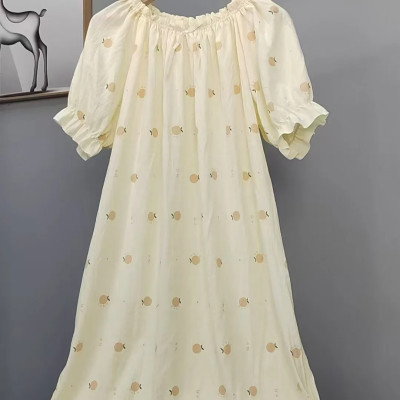 قميص نوم قطني سحابي لصيف 2025، لطيف وفضفاض، مقاس ك...