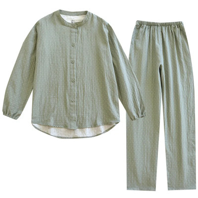 طقم بيجاما قطن بولكا دوت للسيدات غزل مصبوغ وشاش كم...