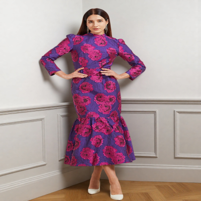 فستان ماكسي نسائي أنيق مطرز بحورية البحر طويل عتيق...