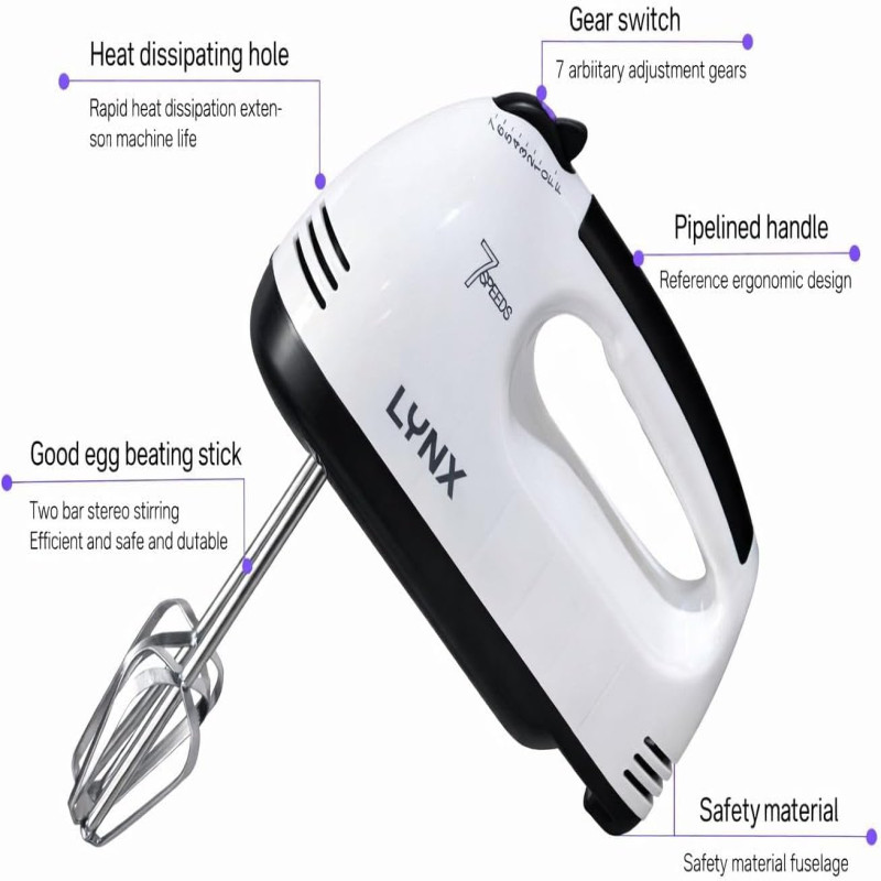 خلاط يدوي 150 واط من لينكس، 4 ملحقات، زر إخراج اما...