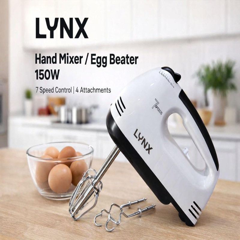 خلاط يدوي 150 واط من لينكس، 4 ملحقات، زر إخراج اما...