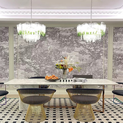 ثريات رئيسية ليد متدرجة من الزجاج الأخضر لغرفة الم...