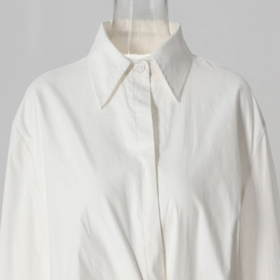 قميص نسائي ربيعي جديد متوسط الطول بتصميم متجعد الخ...