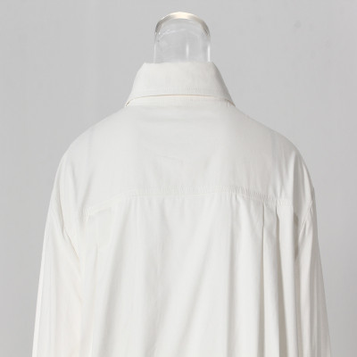 قميص نسائي ربيعي جديد متوسط الطول بتصميم متجعد الخ...