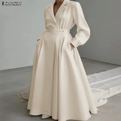 فستان عمل نسائي للخريف OL ZANZEA 2025 فساتين مكتب...