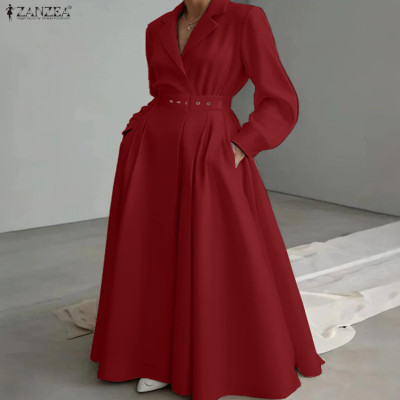 فستان عمل نسائي للخريف OL ZANZEA 2025 فساتين مكتب...