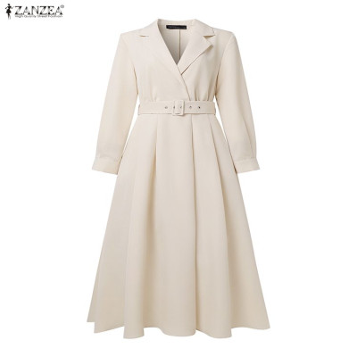 فستان عمل نسائي للخريف OL ZANZEA 2025 فساتين مكتب...