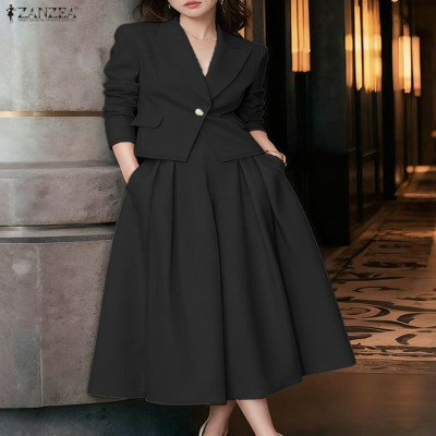 ZANZEA مكتب النساء 2 قطعة مجموعات الخريف وتتسابق 2...