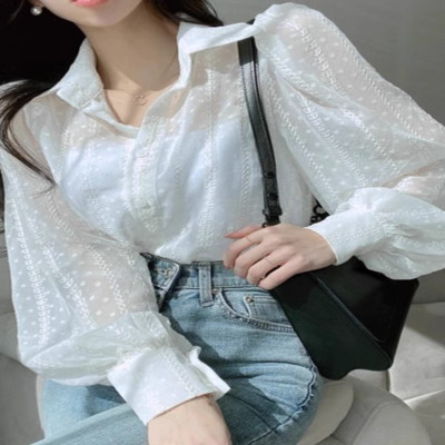 بلوزة دانتيل بصدر واحد للنساء ، انظر من خلال قمم ،...