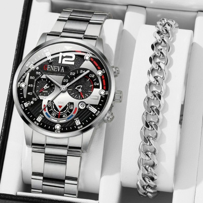 ساعة يد كوارتز رجالية من الفولاذ المقاوم للصدأ ، س...