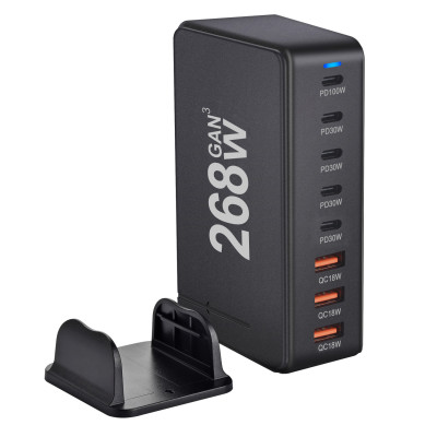 268 واط سطح المكتب GaN شاحن 8-port USB نوع C PD شا...