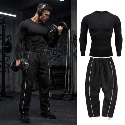 رجل ربيع الخريف رياضي 2 قطعة مجموعة الصالة الرياضي...