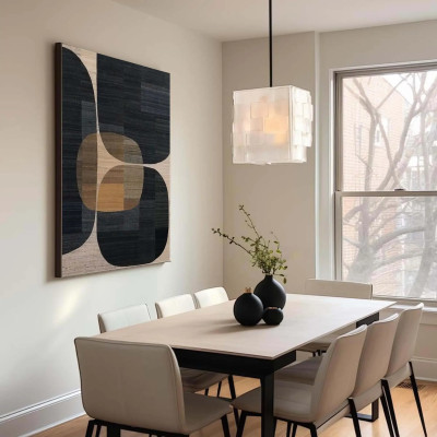 Minimalist Abstract Painting Canvas, Brown Black W...