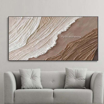 لوحة زيتية لأمواج المحيط بمادة مجردة ، قماش نسيج ث...