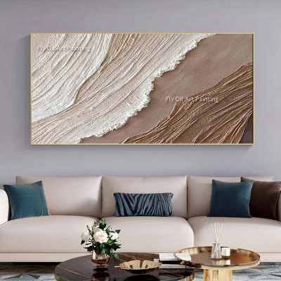 لوحة زيتية لأمواج المحيط بمادة مجردة ، قماش نسيج ث...