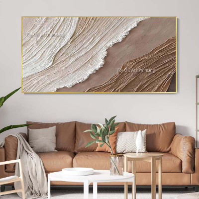 لوحة زيتية لأمواج المحيط بمادة مجردة ، قماش نسيج ث...