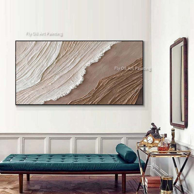 لوحة زيتية لأمواج المحيط بمادة مجردة ، قماش نسيج ث...