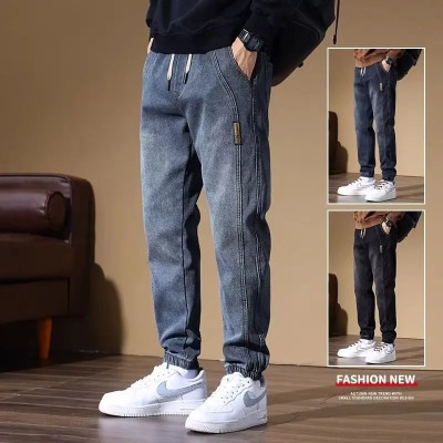 غسلها الدينيم الجينز فضفاضة تناسب الرجال بناطيل كا...