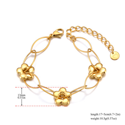 Lokaer الفولاذ المقاوم للصدأ زهرة سحر قلادة سوار ل...