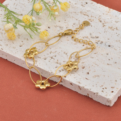 Lokaer الفولاذ المقاوم للصدأ زهرة سحر قلادة سوار ل...