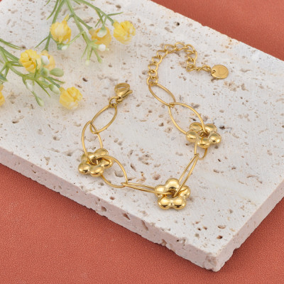 Lokaer الفولاذ المقاوم للصدأ زهرة سحر قلادة سوار ل...