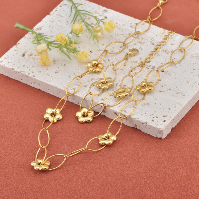 Lokaer الفولاذ المقاوم للصدأ زهرة سحر قلادة سوار ل...