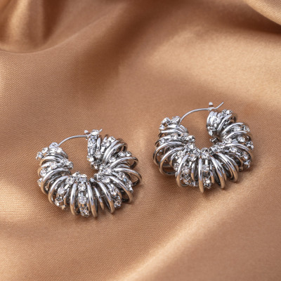 خمر الجوف حجر الراين دوامة هوب أقراط الزفاف للنساء...