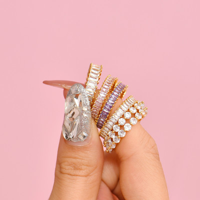 خواتم مرصعة بأحجار الكريستال الشفاف للسيدات خواتم...