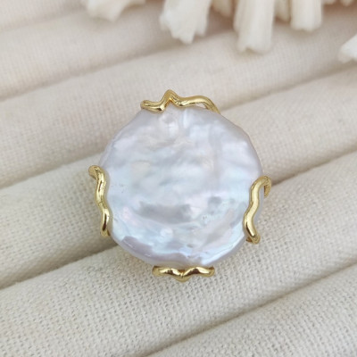 تصميم فاخر غير منتظم لؤلؤة عملة خاتم حفلة موسيقية...