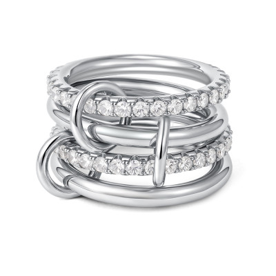 بساطتها مكعب الزركون التراص البنصر الزفاف للنساء ج...