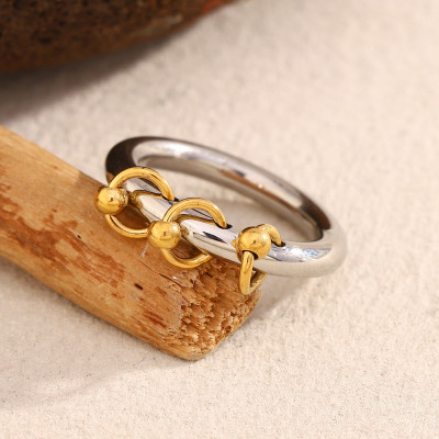 316L الفولاذ المقاوم للصدأ لونين مزيج اللون خواتم...