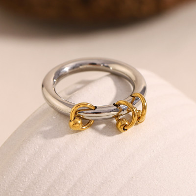 316L الفولاذ المقاوم للصدأ لونين مزيج اللون خواتم...