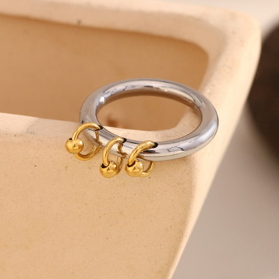 316L الفولاذ المقاوم للصدأ لونين مزيج اللون خواتم...