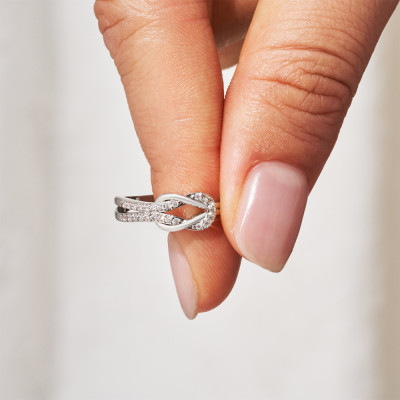 خواتم بلون فضي بطبقة مزدوجة للنساء والفتيات ، زركو...