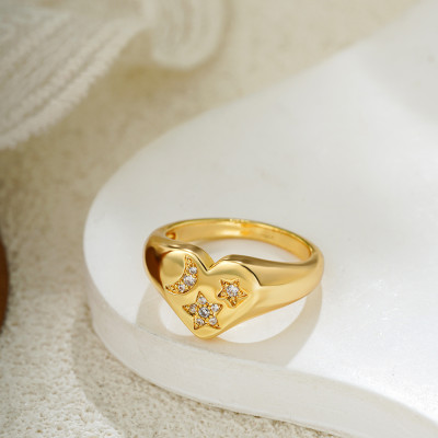 الكلاسيكية مطعمة الزركون ستار القمر خواتم للنساء م...