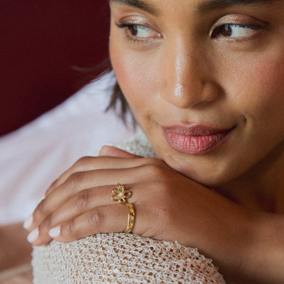 الفرنسية شيك الجوف زهرة شكل خاتم الزواج للنساء مقا...