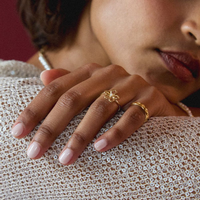 الفرنسية شيك الجوف زهرة شكل خاتم الزواج للنساء مقا...