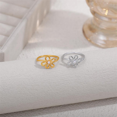 الفرنسية شيك الجوف زهرة شكل خاتم الزواج للنساء مقا...