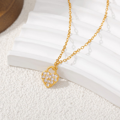 رائعة صغيرة الحب القلب قلادة تألق الزركون كريستال...