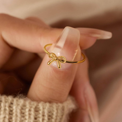 لذيذ مطلية بالذهب القوس خواتم للنساء الأم ابنة الص...