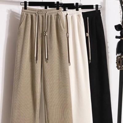 خريف شتاء سميكة الصوف بنطال ذو قصة أرجل واسعة المر...