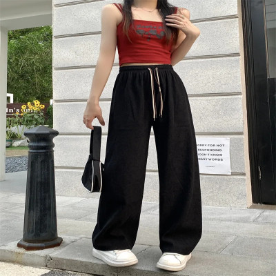 خريف شتاء سميكة الصوف بنطال ذو قصة أرجل واسعة المر...