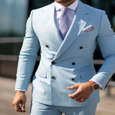 High Quality Brown Men's Suits Double Breasted Bes...