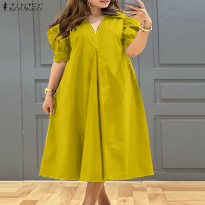 Zazeza-فساتين نسائية بفتحة رقبة على شكل حرف V ، أح...