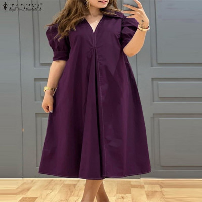 Zazeza-فساتين نسائية بفتحة رقبة على شكل حرف V ، أح...